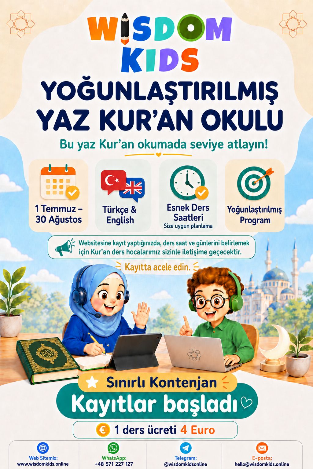 Wisdom Kids Yoğunlaştırılmış Yaz Kur'an Okulu tanıtım görseli